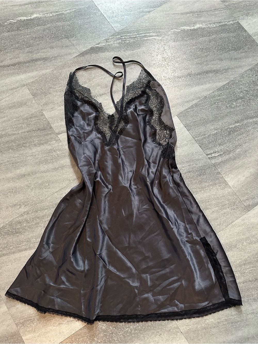 Victoria's Secret satin and lace mini slip dress S
